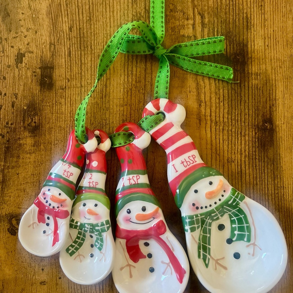 Festive Snowman Ceramic Measuring Spoons
